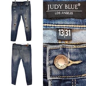 Judy Blue Jeans Women's Size 13/31 High Rise Distressed Skinny Stretch